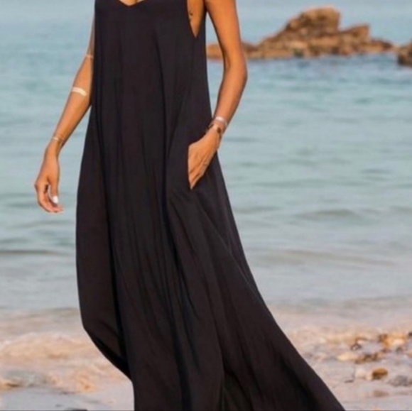 008 -NEW! Most Fabulous Boho V-Neck Cami Summer Maxi Dress w/adjustable straps - Picture 7 of 16
